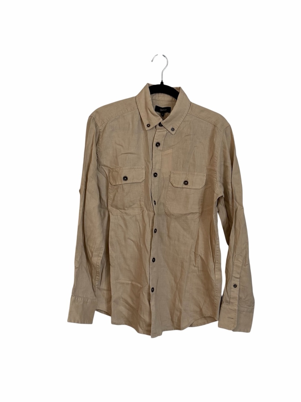 Quince Men's Long Sleeve Button-Down Linen Shirt in Driftwood Sz S NWT